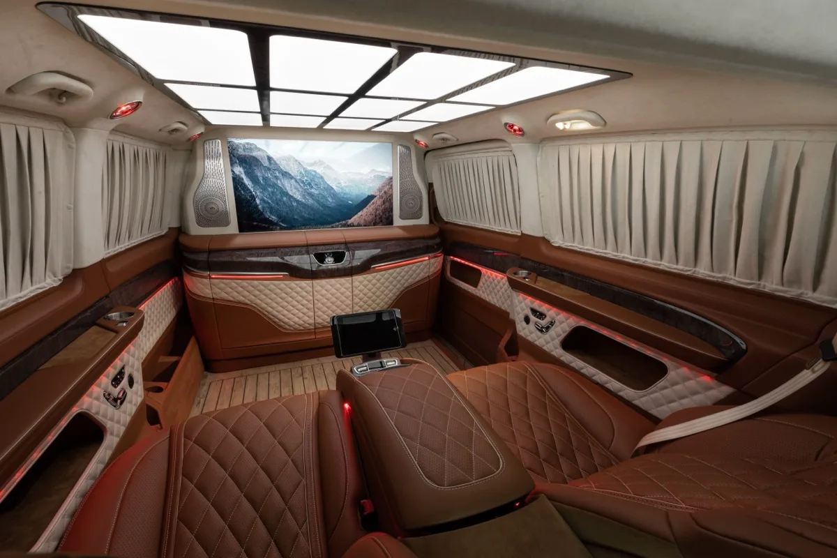 Салон Mercedes-Benz V-Class в коньячной коже — цех Velart